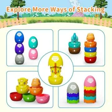 Dinosaur Egg Toys for Toddlers 1 2 3 Year Old, 20Pcs Dino Finger Puppets Kids Matching Egg Montessori Toy Set, Counting & Sorting Game, Party Favors Birthday for Baby Boys Girls Age 1+