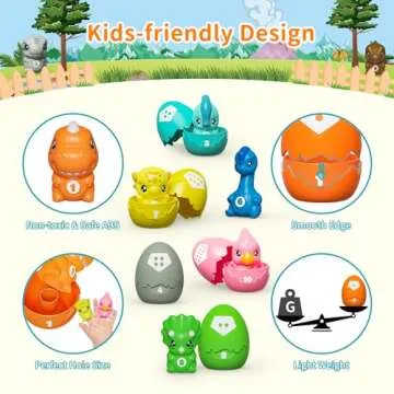 Dinosaur Egg Toys for Toddlers 1 2 3 Year Old, 20Pcs Dino Finger Puppets Kids Matching Egg Montessori Toy Set, Counting & Sorting Game, Party Favors Birthday for Baby Boys Girls Age 1+