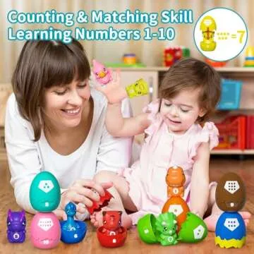 Dinosaur Egg Toys for Toddlers 1 2 3 Year Old, 20Pcs Dino Finger Puppets Kids Matching Egg Montessori Toy Set, Counting & Sorting Game, Party Favors Birthday for Baby Boys Girls Age 1+