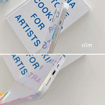 Rectangle Case Compatible with iPhone 13 Pro Max Case for Women Girls, Luxury Glitter Iridescent Laser Colorful Design Soft Tup Durable Protective Girly Cover Slim Light Cute Glossy Shiny Case