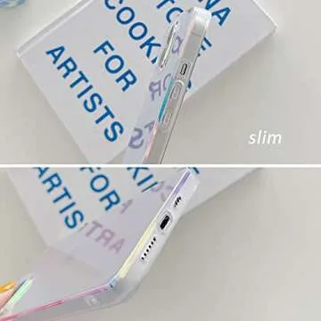 Rectangle Case Compatible with iPhone 13 Pro Max Case for Women Girls, Luxury Glitter Iridescent Laser Colorful Design Soft Tup Durable Protective Girly Cover Slim Light Cute Glossy Shiny Case