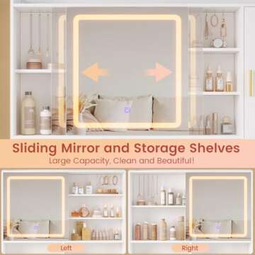 DICTAC LED Makeup Vanity Desk with RGB Glass Cabinet