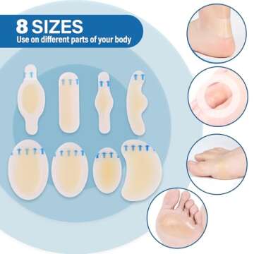 LotFancy Blister Bandages for Feet, 24 Blister Pads and 12 Acne Patches, 8 Size Hydrocolloid Bandage...