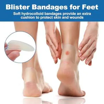 LotFancy Blister Bandages for Feet, 24 Blister Pads and 12 Acne Patches, 8 Size Hydrocolloid Bandage, Waterproof Seal Gel Blister Cushion Variety Pack for Toes Protection, Heel Blister Prevention