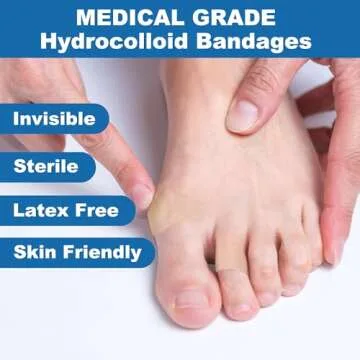 LotFancy Blister Bandages for Feet, 24 Blister Pads and 12 Acne Patches, 8 Size Hydrocolloid Bandage, Waterproof Seal Gel Blister Cushion Variety Pack for Toes Protection, Heel Blister Prevention