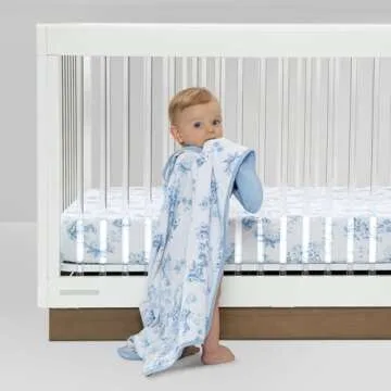 Delta Children Fitted Crib Sheets for Girls and Boys - 100% Organic Cotton Crib Sheet for Standard Crib and Toddler Mattresses - 28x52 Inch - GOTS Certified (Pack of 2), Blue Botanicals