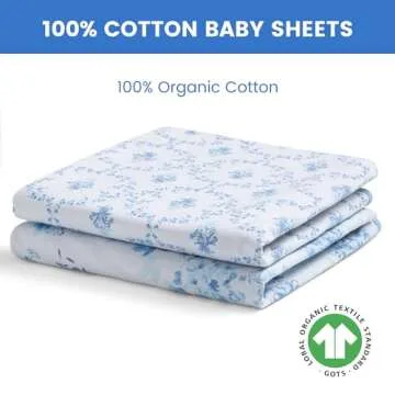 Delta Children Fitted Crib Sheets for Girls and Boys - 100% Organic Cotton Crib Sheet for Standard Crib and Toddler Mattresses - 28x52 Inch - GOTS Certified (Pack of 2), Blue Botanicals