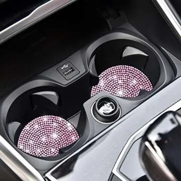 Stylish Tyhaui Rhinestone Car Cup Holder Coaster Set