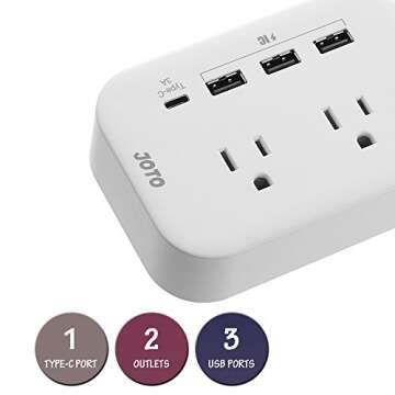 JOTO Surge Protector Power Strip with USB and Type C