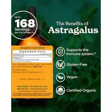 Herb Pharm Certified Organic Astragalus Liquid Extract for Immune System Support - 4 Ounce