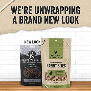 Vital Essentials Freeze Dried Raw Whole Animal Dog Treats, Rabbit Bites, 2 oz | Premium Quality High Protein Training Treats | Grain Free, Gluten Free, Filler Free