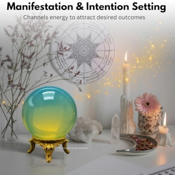 Amazing Gemstone Opalite Crystal Ball with Stand 1.5"