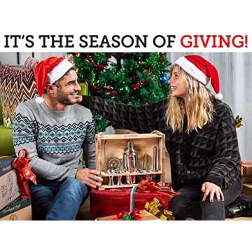 Mixology Bartender Kit with Wood Stand for Home Bars