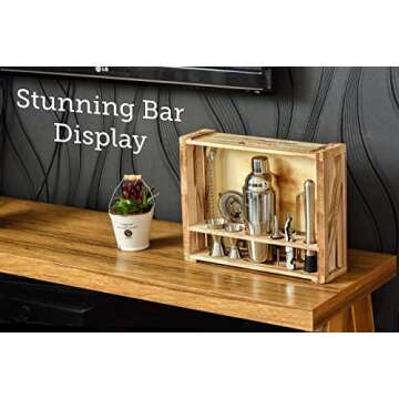 Mixology Bartender Kit with Wood Stand for Home Bars