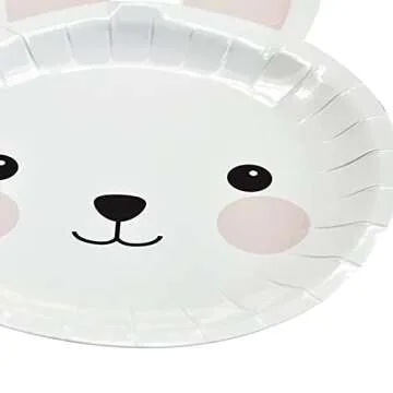 BinaryABC Easter Bunny Rabbit Paper Plates - 8PCS Set for Festive Gatherings