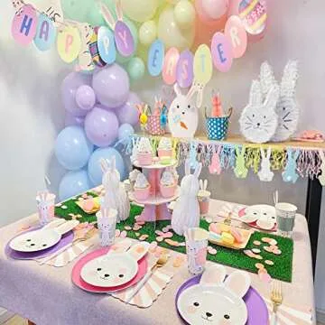 Easter Bunny Rabbit Paper Plates for Kids' Parties, 8PCS