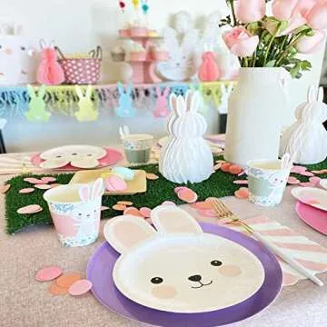 Easter Bunny Rabbit Paper Plates for Kids' Parties, 8PCS