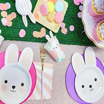 Easter Bunny Rabbit Paper Plates for Kids' Parties, 8PCS