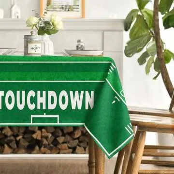 Football Touchdown and Game Day Themed 60×120 Inch Rectangular Washable Polyester Table Cover for Wedding Party Picnic Banquet Dinner Decor