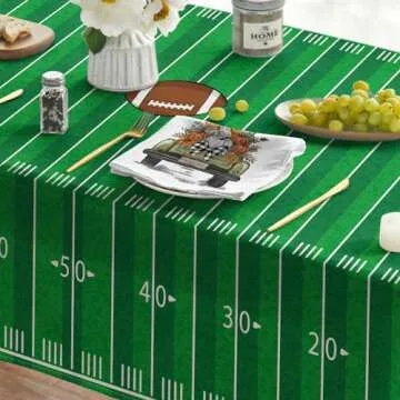 Football Touchdown and Game Day Themed 60×120 Inch Rectangular Washable Polyester Table Cover for Wedding Party Picnic Banquet Dinner Decor