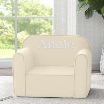 Delta Children Personalized Cozee Chair - Customize with Name – Foam Kids Chair for Ages 18 Months...