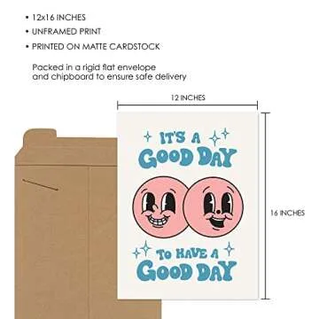 It's A Good Day Retro Poster, Retro Happy Face Wall Art, 60s 70s Aesthetic Poster, Positive Quote Wa...