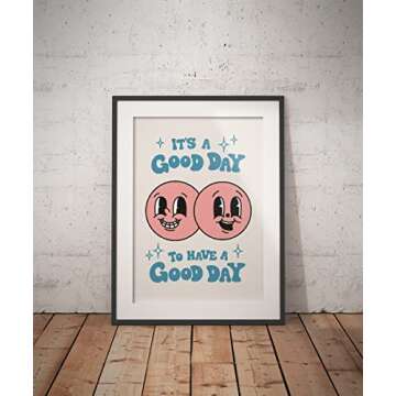 It's A Good Day Retro Poster, Retro Happy Face Wall Art, 60s 70s Aesthetic Poster, Positive Quote Wall Art, Cute Room Decor, Cool Wall Decor
