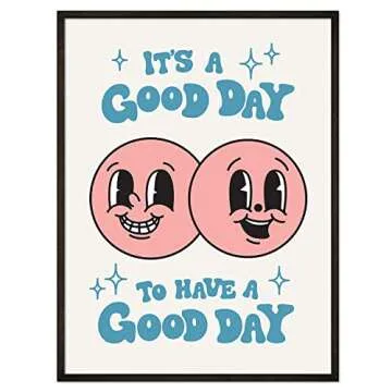 It's A Good Day Retro Poster, Retro Happy Face Wall Art, 60s 70s Aesthetic Poster, Positive Quote Wall Art, Cute Room Decor, Cool Wall Decor