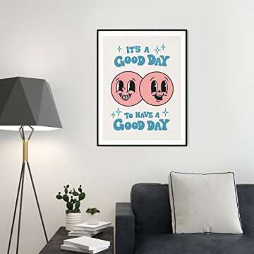 It's A Good Day Retro Poster, Retro Happy Face Wall Art, 60s 70s Aesthetic Poster, Positive Quote Wall Art, Cute Room Decor, Cool Wall Decor