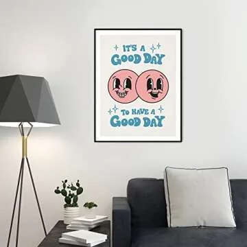 It's A Good Day Retro Poster, Retro Happy Face Wall Art, 60s 70s Aesthetic Poster, Positive Quote Wall Art, Cute Room Decor, Cool Wall Decor