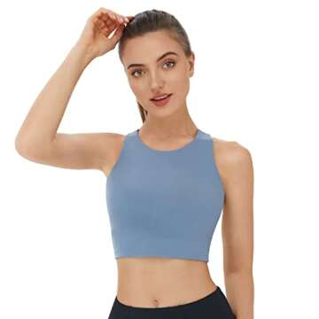 Runhit V Neck Sports Bra with Sexy Front-Hole Yoga Workout Athletic Sports Bra Racerback Bras Crop Tank Tops for Women