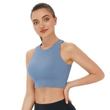Runhit V Neck Sports Bra with Sexy Front-Hole Yoga Workout Athletic Sports Bra Racerback Bras Crop Tank Tops for Women