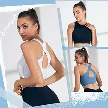 Runhit V Neck Sports Bra with Sexy Front-Hole Yoga Workout Athletic Sports Bra Racerback Bras Crop Tank Tops for Women