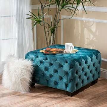 Luxurious Christopher Knight Home Jaymee Velvet Ottoman for Modern Glam Spaces