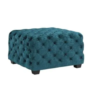 Stylish Christopher Knight Jaymee Velvet Ottoman in Dark Teal