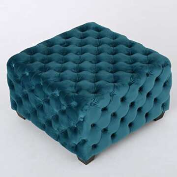 Stylish Christopher Knight Jaymee Velvet Ottoman in Dark Teal