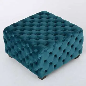 Stylish Christopher Knight Jaymee Velvet Ottoman in Dark Teal