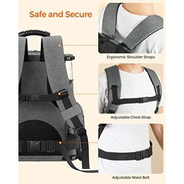 FEANDREA Dog Backpack, Pet Carrier Backpack for Small Dogs, Puppy, Cats, for Traveling, Hiking, Outdoors, Gray UPDC042G01