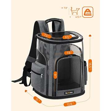 FEANDREA Dog Backpack, Pet Carrier Backpack for Small Dogs, Puppy, Cats, for Traveling, Hiking, Outdoors, Gray UPDC042G01