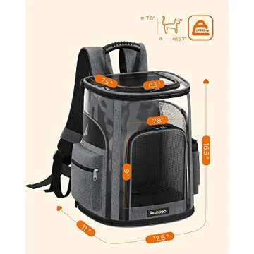 FEANDREA Dog Backpack, Pet Carrier Backpack for Small Dogs, Puppy, Cats, for Traveling, Hiking, Outdoors, Gray UPDC042G01
