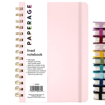 Stylish PAPERAGE Spiral Journal with Durable Cover, 160 Pages