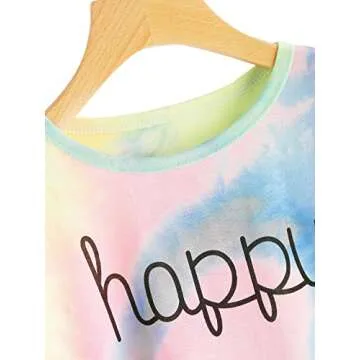 SweatyRocks Womens Tie Dye Letter Print Crop Top T Shirt,Muiticolor 1,Small =XS