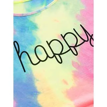 SweatyRocks Womens Tie Dye Letter Print Crop Top T Shirt,Muiticolor 1,Small =XS