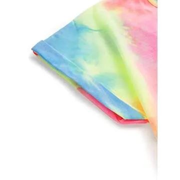 SweatyRocks Womens Tie Dye Letter Print Crop Top T Shirt,Muiticolor 1,Small =XS