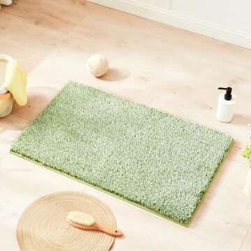 Douceur Sage Green Bathroom Rugs Non Slip, Luxury Thick Plush Shaggy Bath Mats for Bathroom Washable, Fluffy Absorbent Bath Rugs for Bathroom, Quick Dry Shower Mat Gifts, 24" x 16"