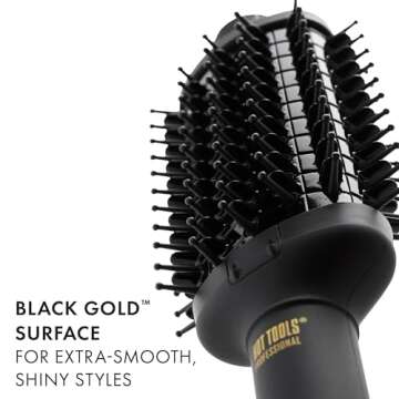 HOT TOOLS Pro Artist Heated Hair Styling Oval Brush, Black/Gold