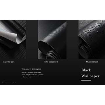 Black Wood Contact Paper Peel and Stick Wallpaper for DIY