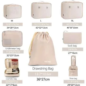 BAGAIL 8 Pack Packing Cubes for Travel Organization
