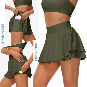 UrKeuf Women's Lightweight Tennis Skirts with Pockets
