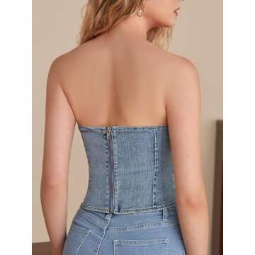 GORGLITTER Denim Corset Top Retro Stylish for Summer